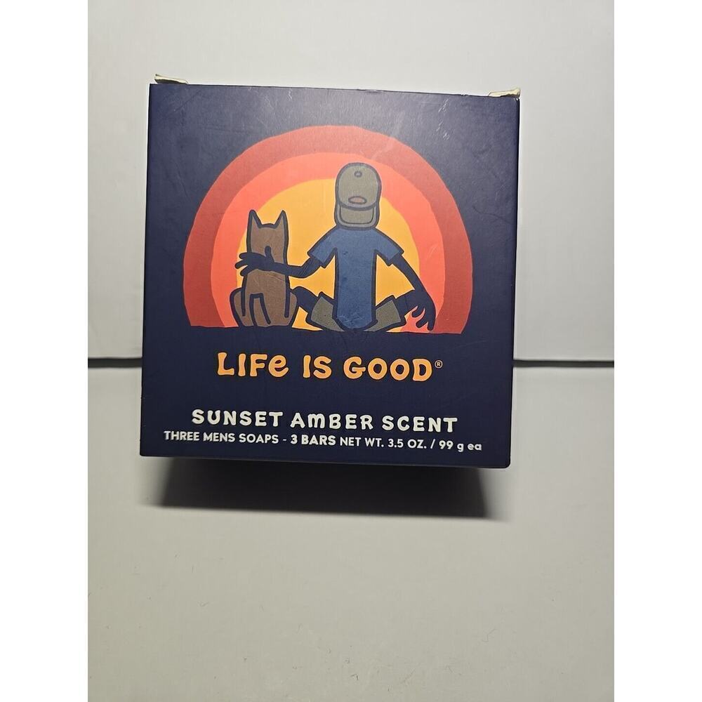 LIFE IS GOOD Men's Bar Soap 3.5 oz - Sunset Amber Scent 3 Bars Made In The USA